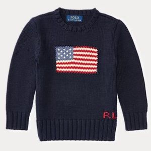 Ralph Lauren The Iconic Flag Sweater. Color- Hunter Navy. Size 6
